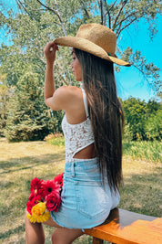 Eyelet Lace Bodysuit In White