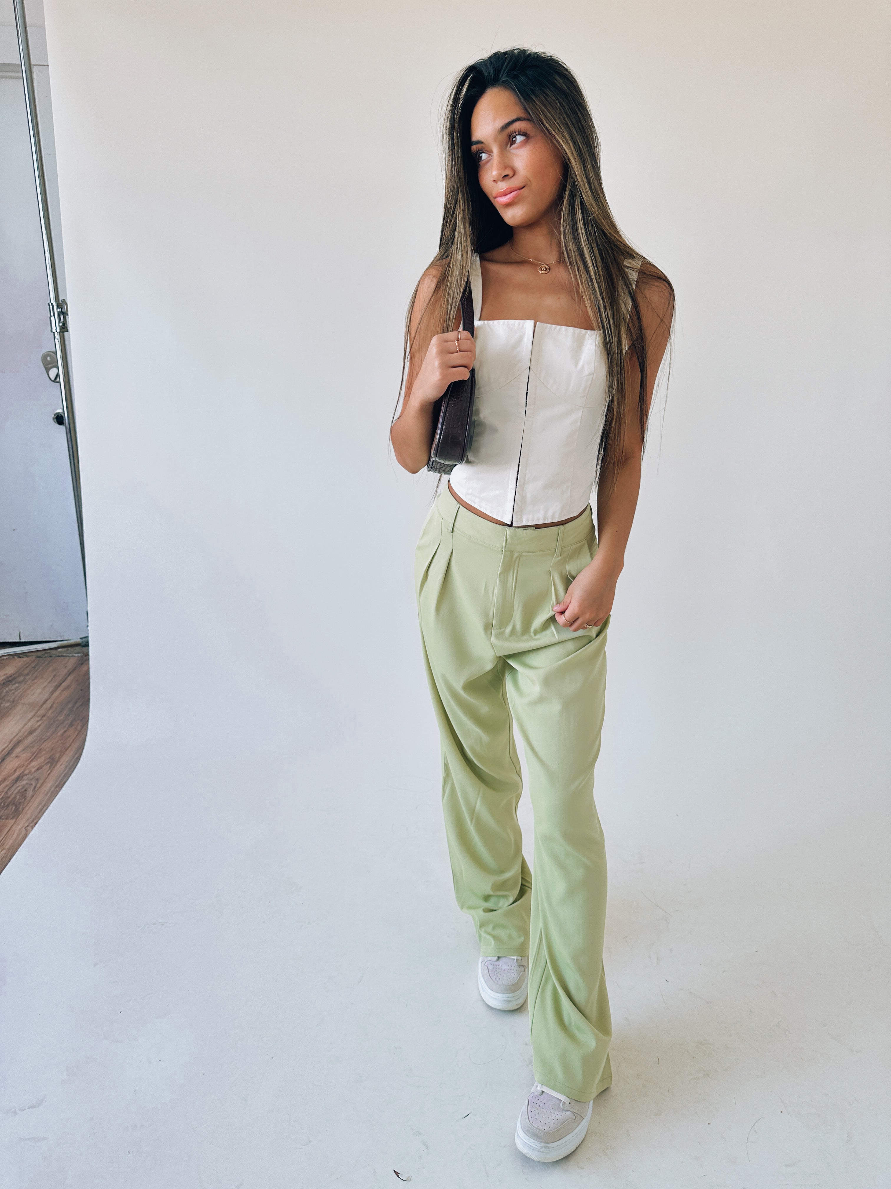 Lillie Lime High Waist Trousers