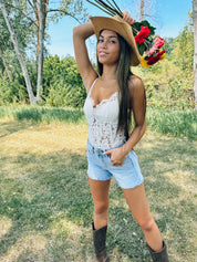 Eyelet Lace Bodysuit In White