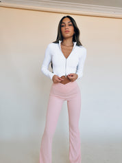 Brooks Front Zipper Crop In White