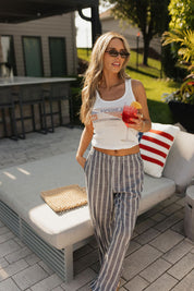 Collins Striped Navy Slip-On Pants