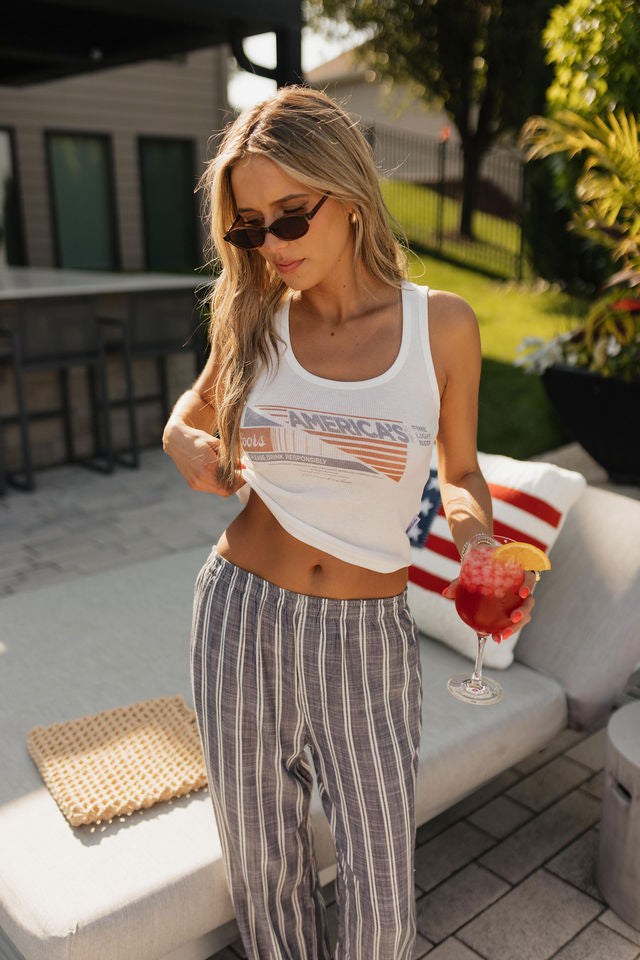 Collins Striped Navy Slip-On Pants