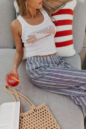 Collins Striped Navy Slip-On Pants