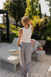 Collins Striped Navy Slip-On Pants