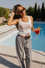 Collins Striped Navy Slip-On Pants