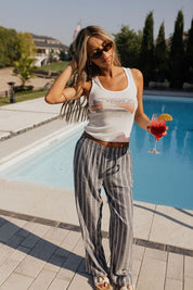 Collins Striped Navy Slip-On Pants