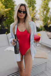 Red Lowback One-piece Bikini