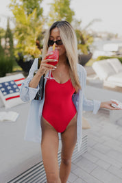 Red Lowback One-piece Bikini