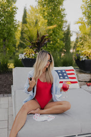 Red Lowback One-piece Bikini
