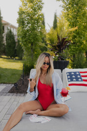 Red Lowback One-piece Bikini