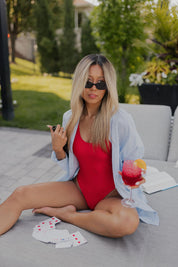 Red Lowback One-piece Bikini