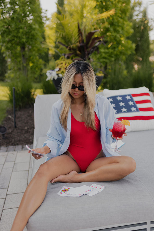 Red Lowback One-piece Bikini