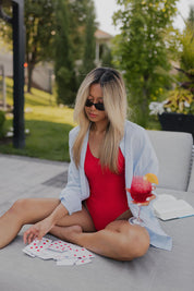 Red Lowback One-piece Bikini