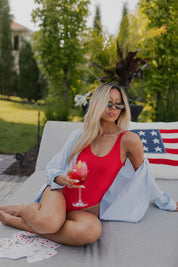 Red Lowback One-piece Bikini