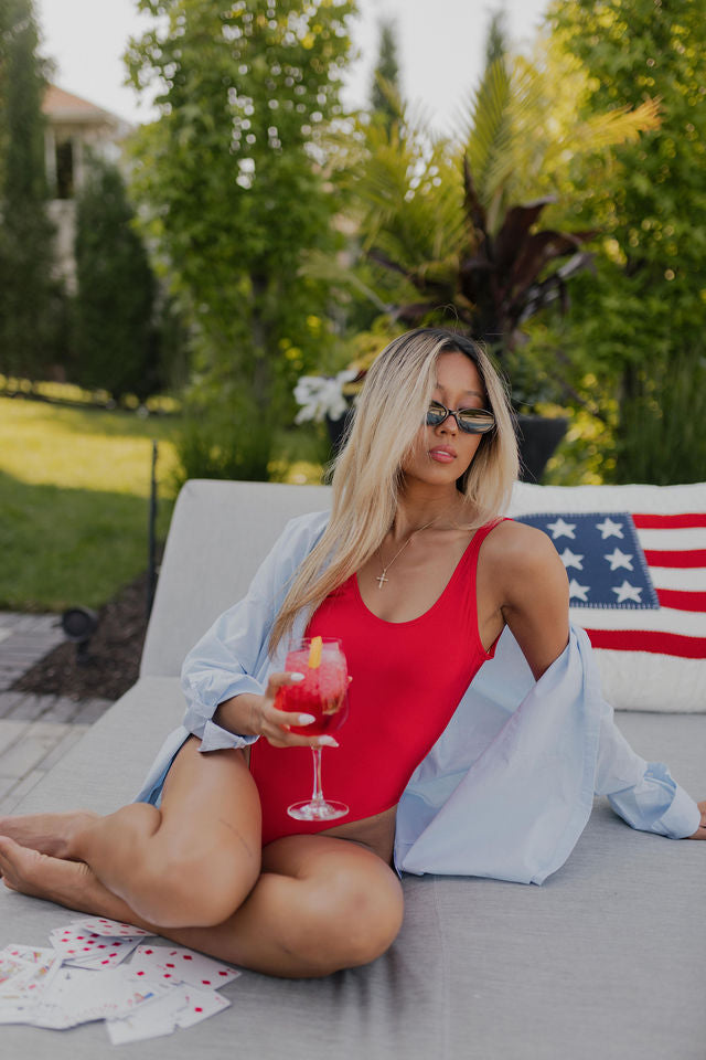 Red Lowback One-piece Bikini