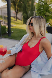 Red Lowback One-piece Bikini