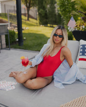 Red Lowback One-piece Bikini