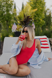 Red Lowback One-piece Bikini