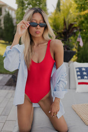 Red Lowback One-piece Bikini