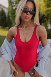 Red Lowback One-piece Bikini