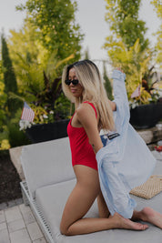 Red Lowback One-piece Bikini