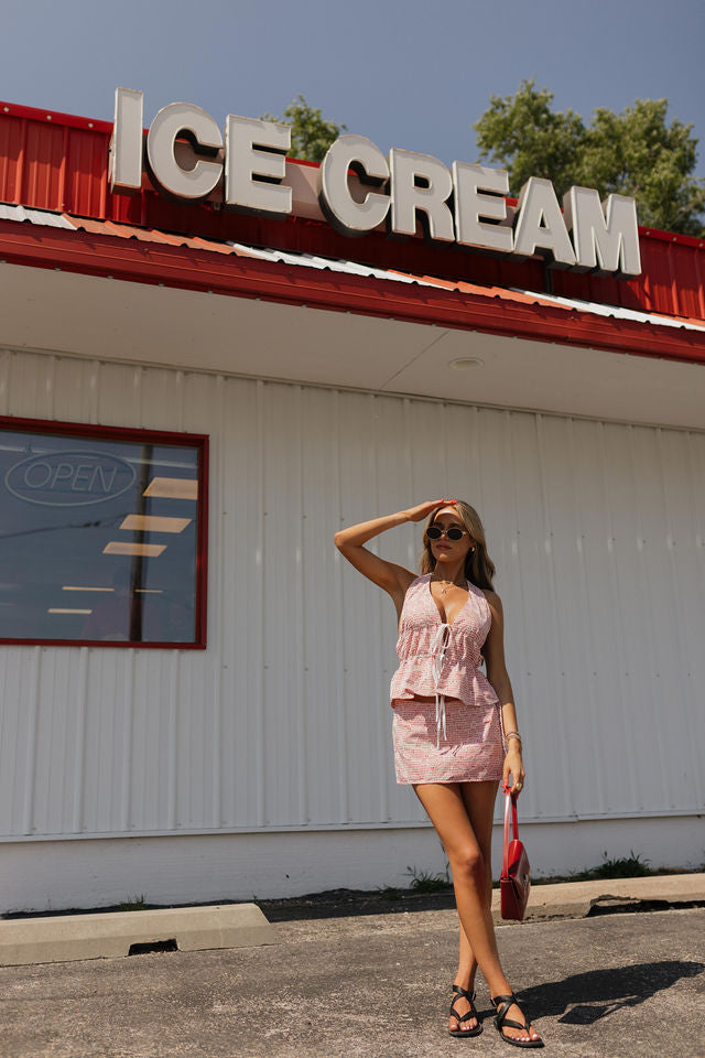 Claira Checkered Halter Top