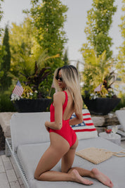 Red Lowback One-piece Bikini