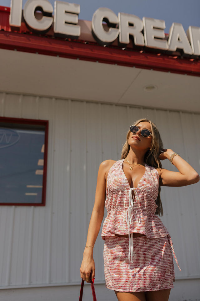Claira Checkered Halter Top