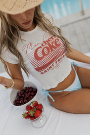 Cherry Coke Saint Tropez Baby Tee In White