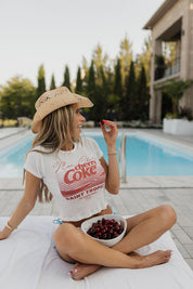 Cherry Coke Saint Tropez Baby Tee In White