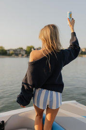 Hudson Flag Knit Sweater In Navy