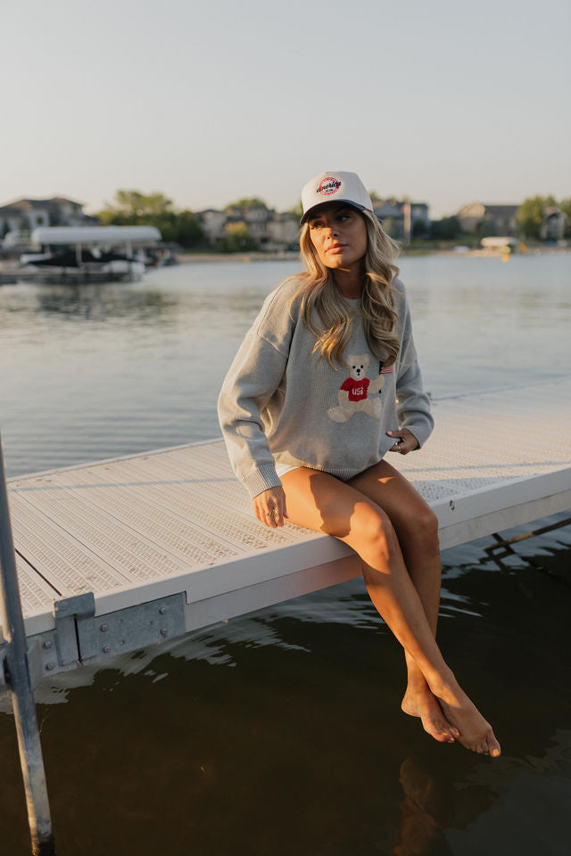 Grey America Teddy Bear Sweater