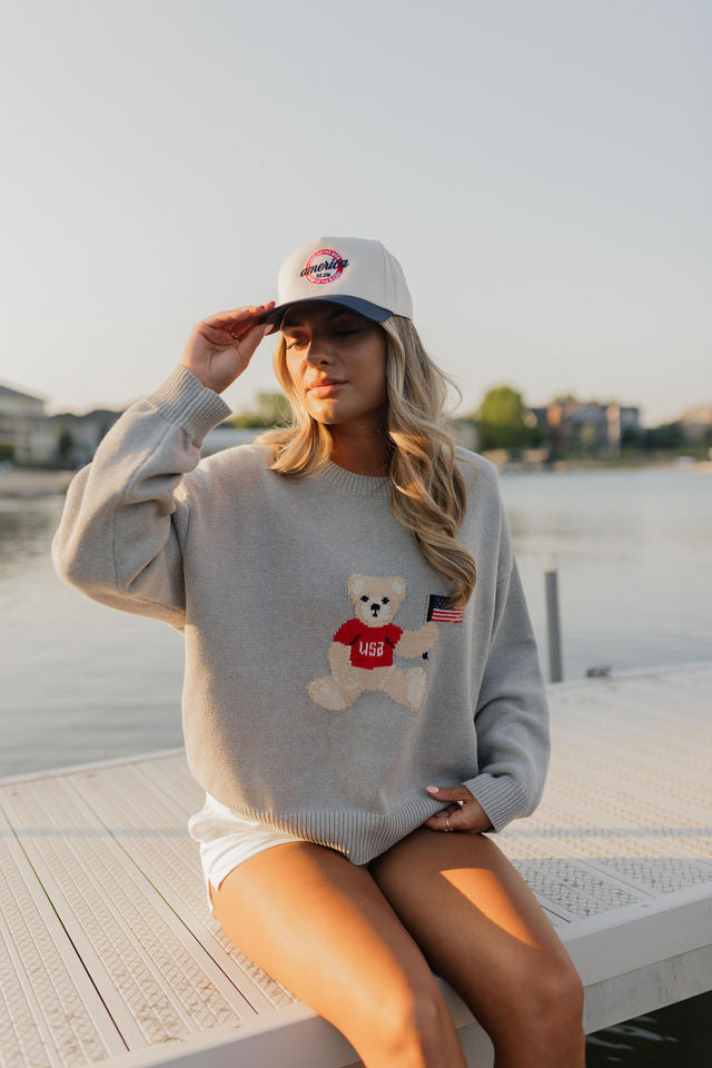 Grey America Teddy Bear Sweater