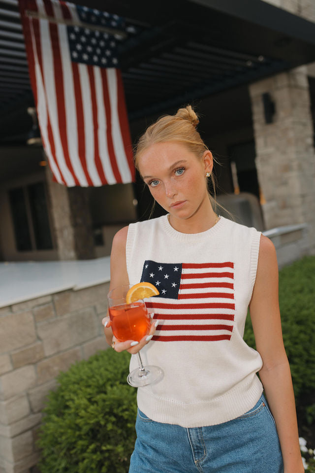 Palmer American Flag Knit Top