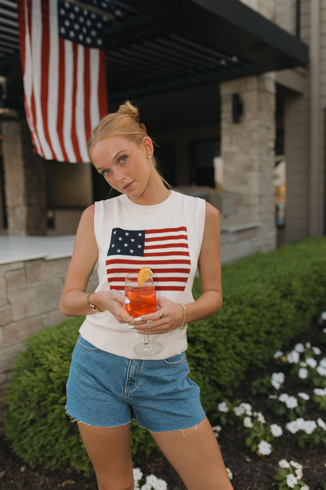 Palmer American Flag Knit Top