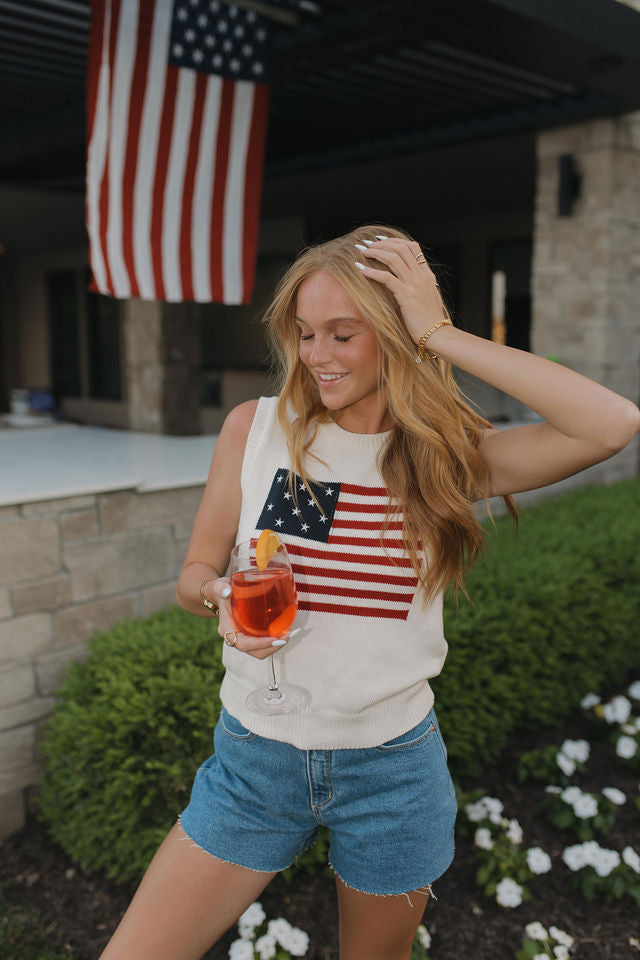 Palmer American Flag Knit Top