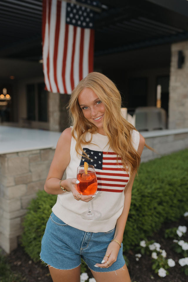 Palmer American Flag Knit Top