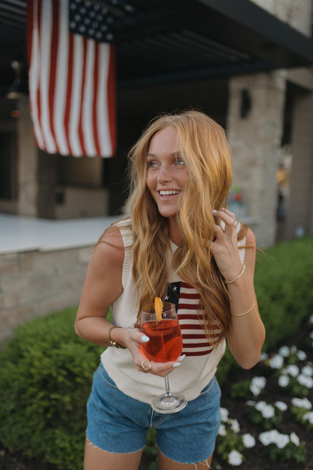 Palmer American Flag Knit Top