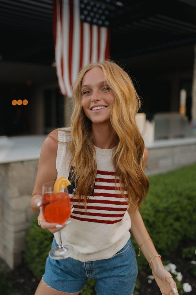 Palmer American Flag Knit Top