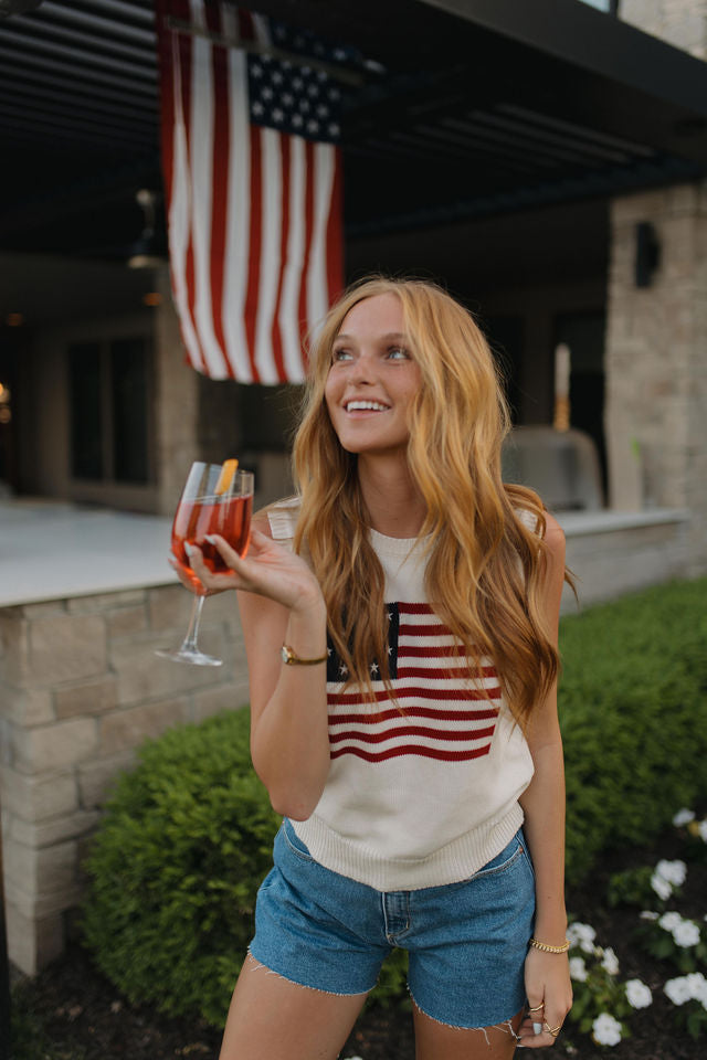 Palmer American Flag Knit Top