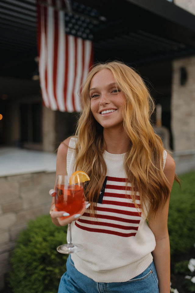 Palmer American Flag Knit Top