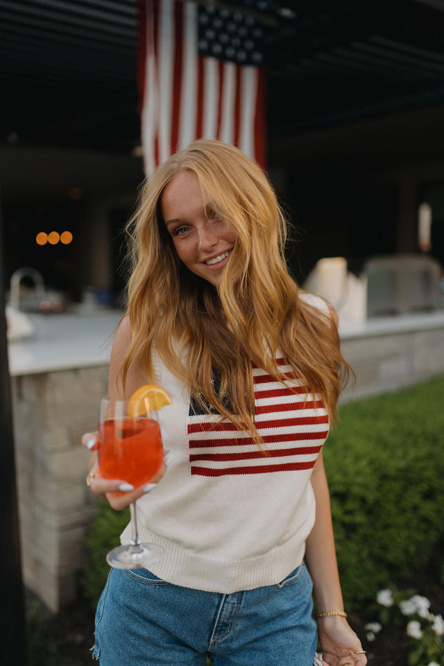 Palmer American Flag Knit Top