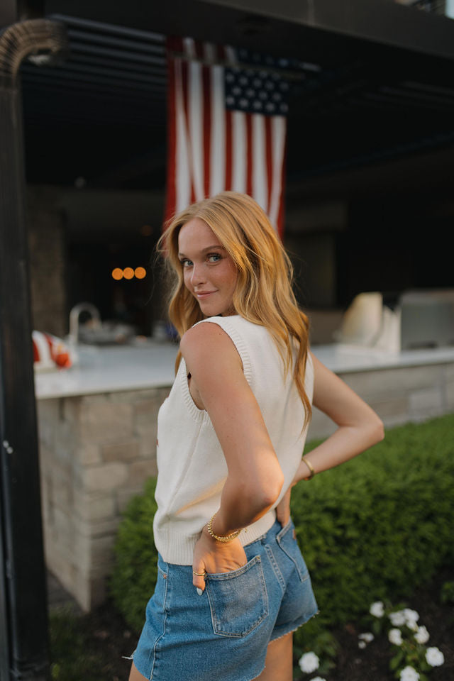 Palmer American Flag Knit Top