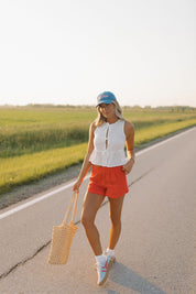 Lillian White Embroidered Tie Top