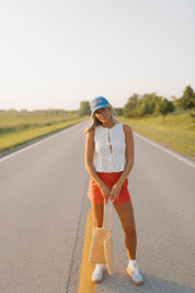 Lillian White Embroidered Tie Top