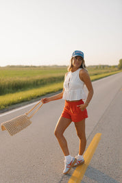 Lillian White Embroidered Tie Top