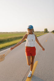 Lillian White Embroidered Tie Top