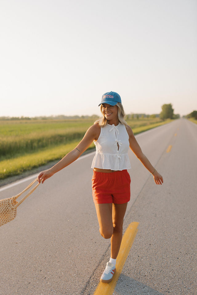 Lillian White Embroidered Tie Top
