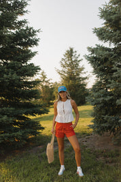 Lillian White Embroidered Tie Top