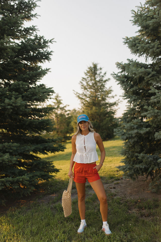 Lillian White Embroidered Tie Top